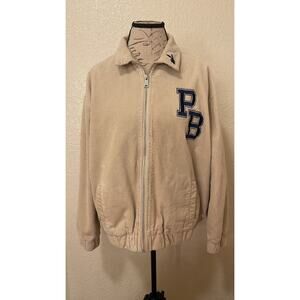 Playboy by Pacsun Corduroy Varsity Letterman Jacket Womens XS/S Cream Oversized